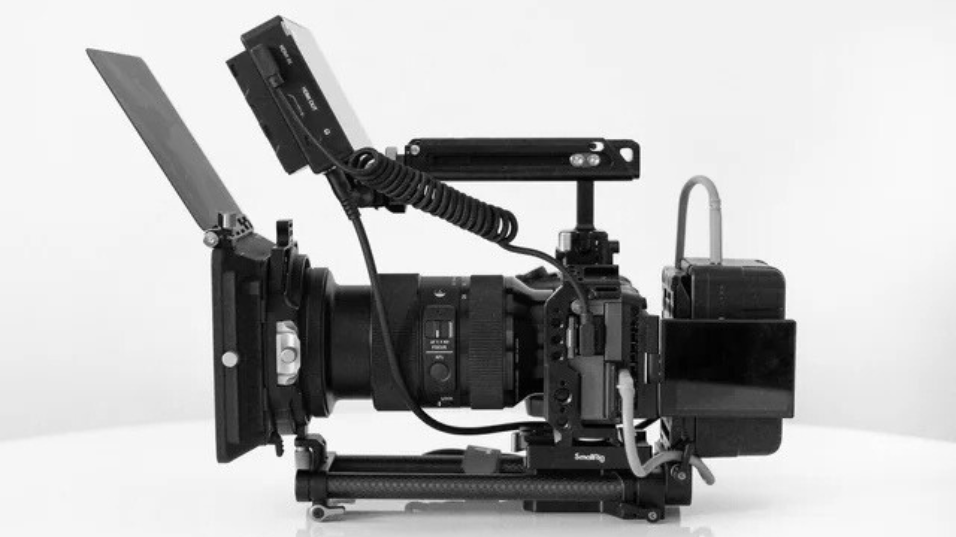 Cámara de cine con rig
