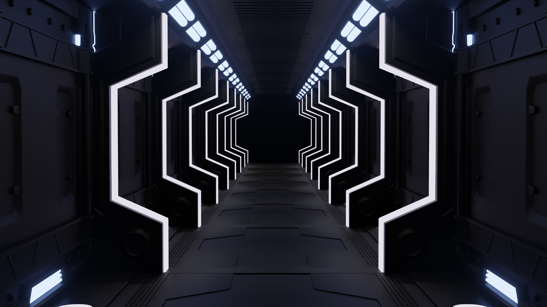 Pasillo de luz futurista